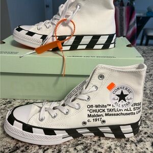 Converse Off-White and Black High-Top Sneakers